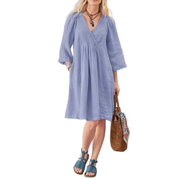 Sundance Linen Knee Length Dress size S Blue - Picture 1 of 12